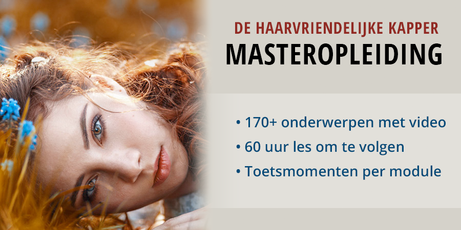 De Haarvriendelijke Kapper - Masteropleiding bestaat uit o.a. 170 onderwerpen met video, 60 uur les om te volgen en toetsmomenten per module.